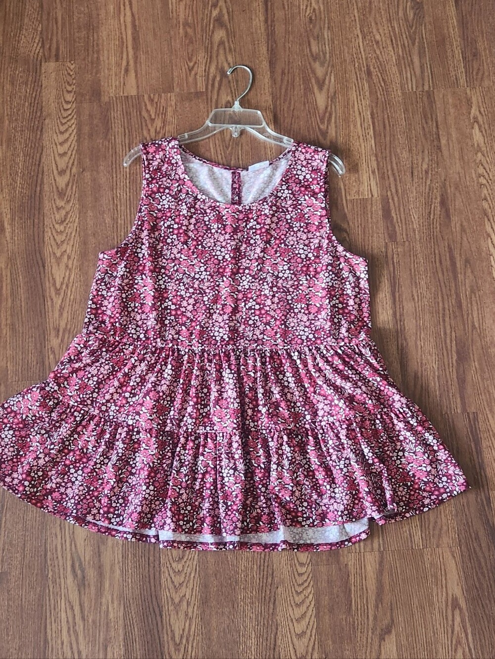 Pink Floral Sleeveless Tunic